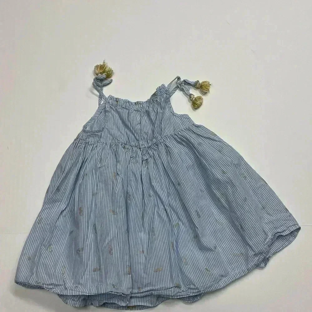Tommy Bahama Girls Seahorse Sundress Blue and White Striped Size 24 months